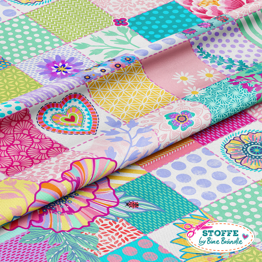 Patchwork Quadrate pastell - Stoff