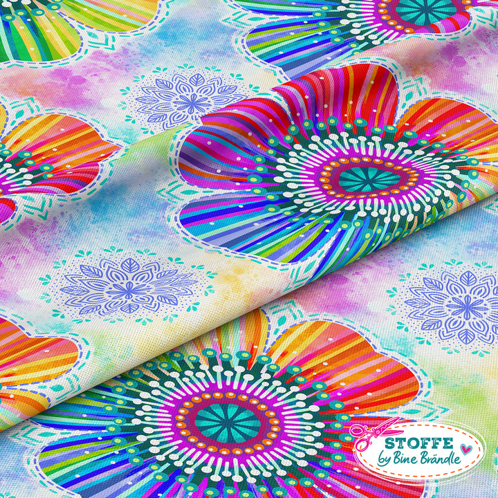 Regenbogenblume viele - Stoff