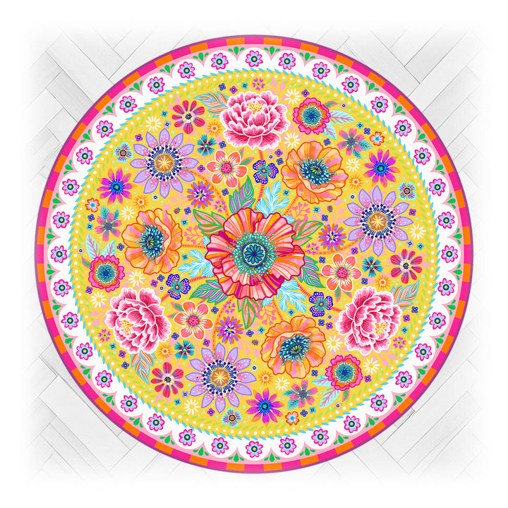 Teppich - Blumen Zauber - Gelb Rund