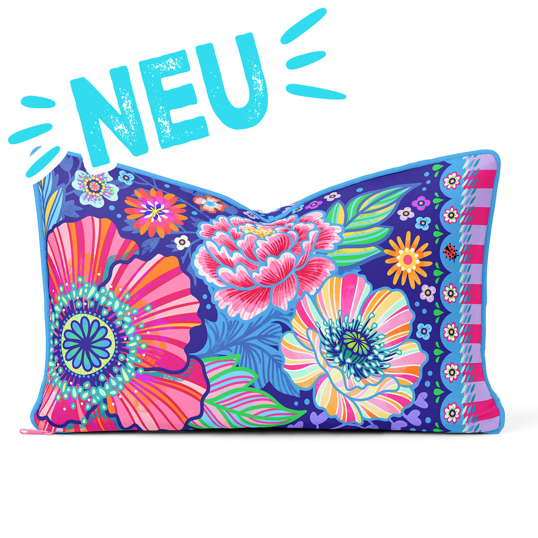 Lieblingskissen – Blumenzauber blau 60 cm x 30 cm