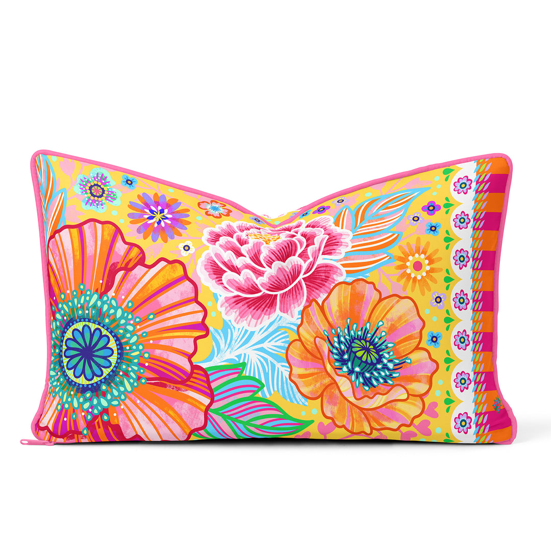 Dekokissen - Blumen Zauber - Gelb - 60 x 30 cm