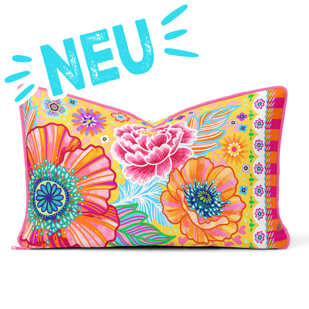 Lieblingskissen – Blumenzauber gelb 60 cm x 30 cm