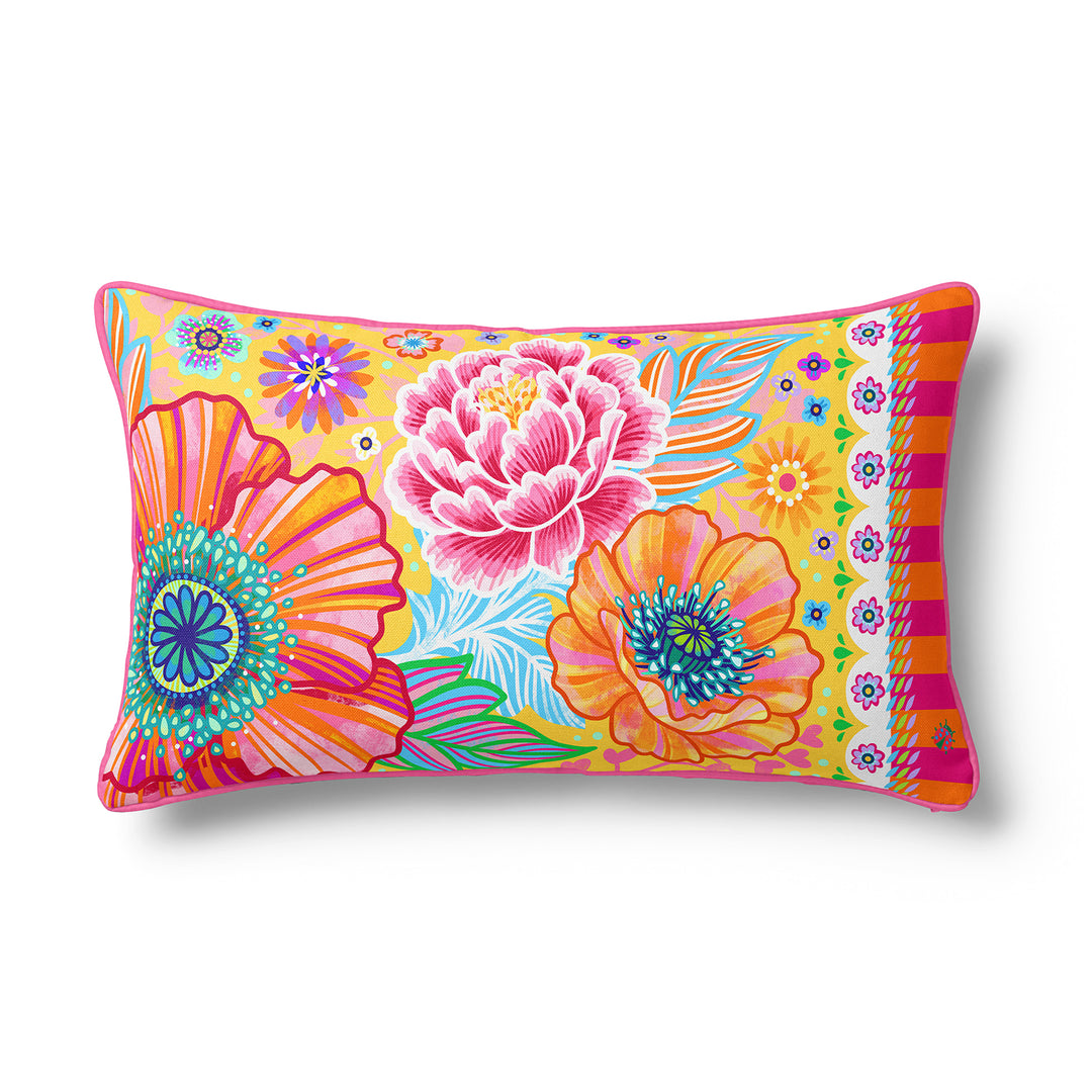 Dekokissen - Blumen Zauber - Gelb - 60 x 30 cm