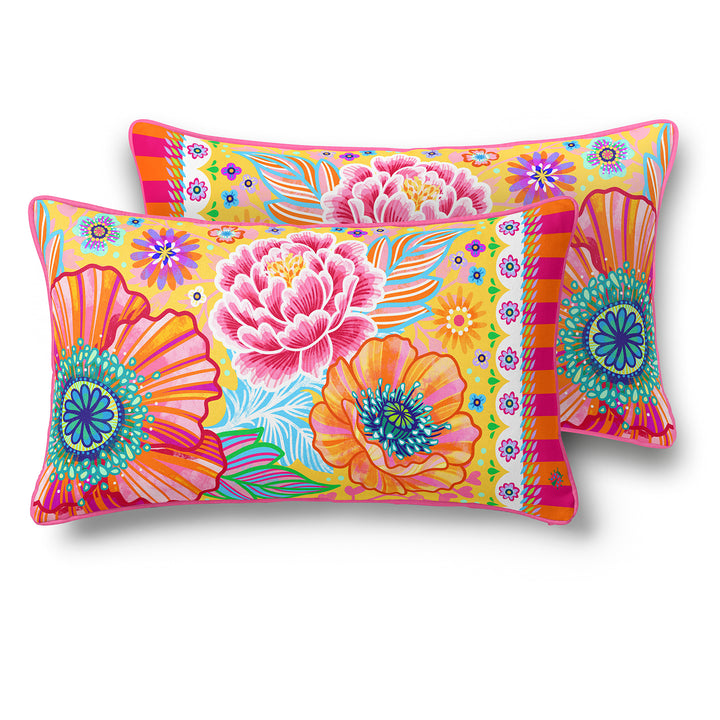 Dekokissen - Blumen Zauber - Gelb - 60 x 30 cm