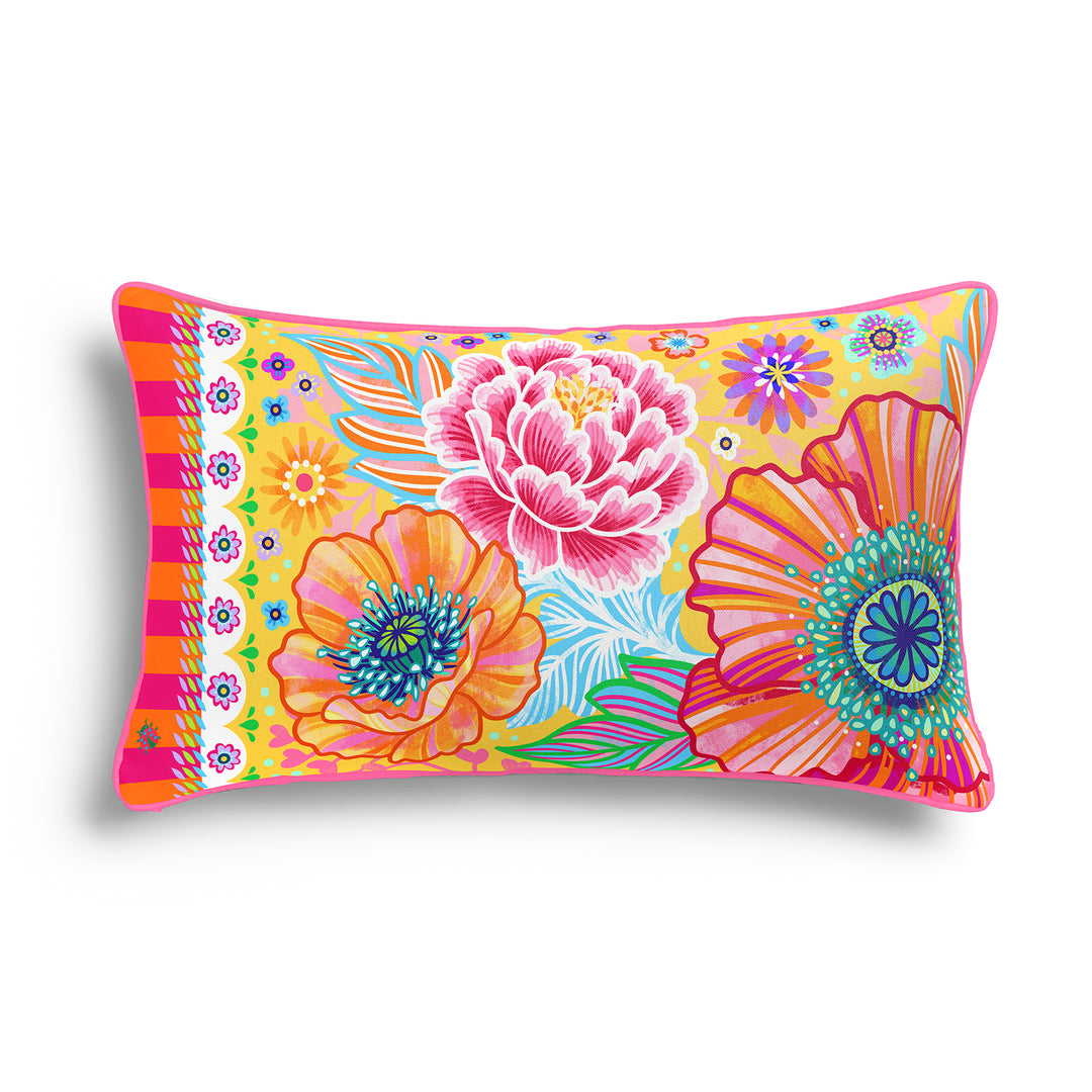 Dekokissen - Blumen Zauber - Gelb - 60 x 30 cm