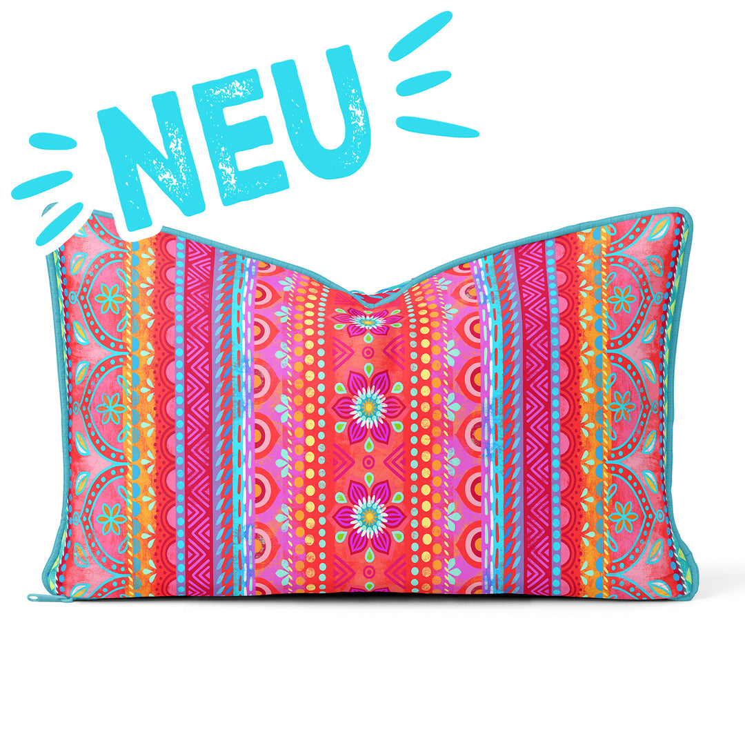 Lieblingskissen – Boho pink-orange 60 cm x 30 cm