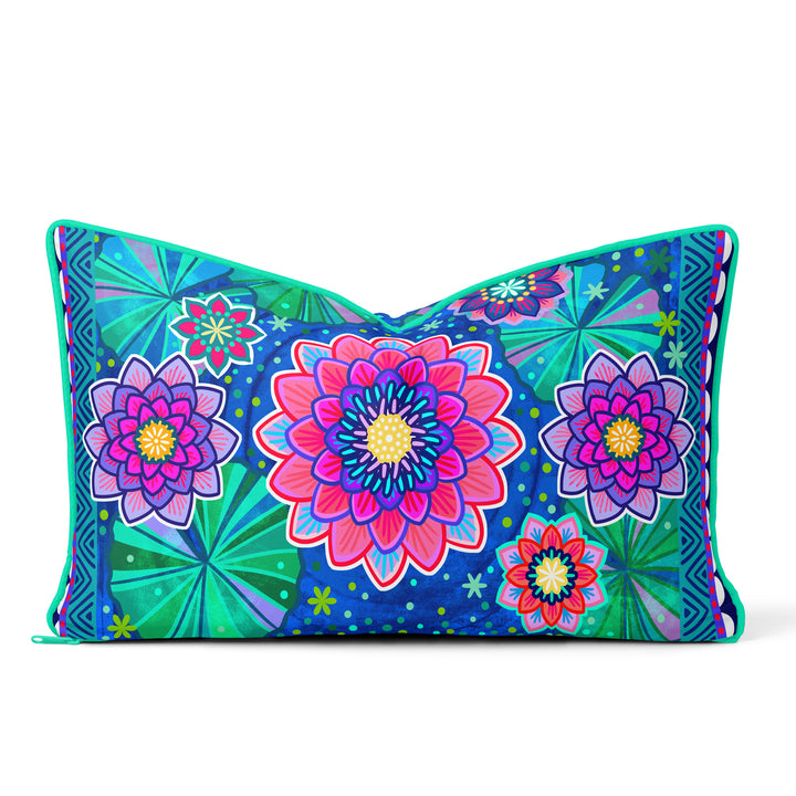 Lieblingskissen – Seerosenteich blau 60 cm x 30 cm