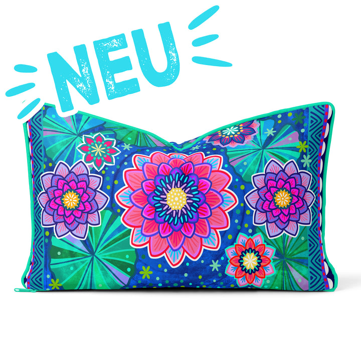 Lieblingskissen – Seerosenteich blau 60 cm x 30 cm