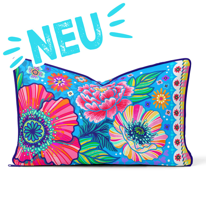Lieblingskissen – Blumenzauber hellblau 60 cm x 30 cm