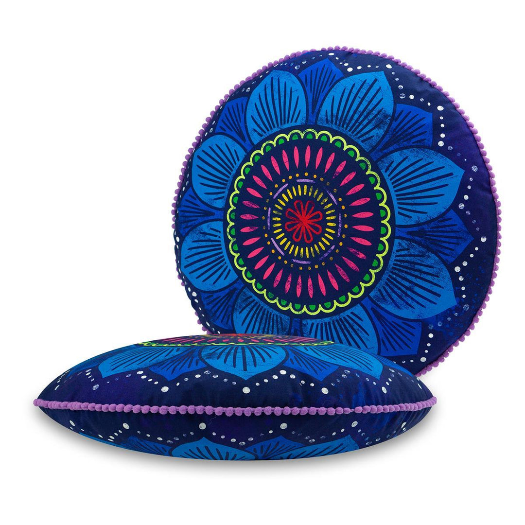 Dekokissen - Mandalablüte Blau - 42 cm