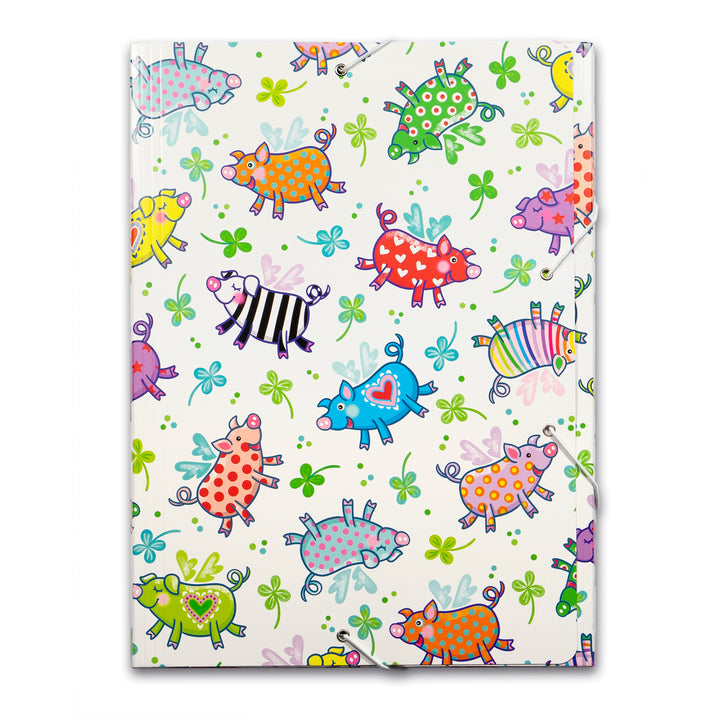 Sammelmappen, Folders für A4 - Mit elastischem Gummiband, Innenseite farbig