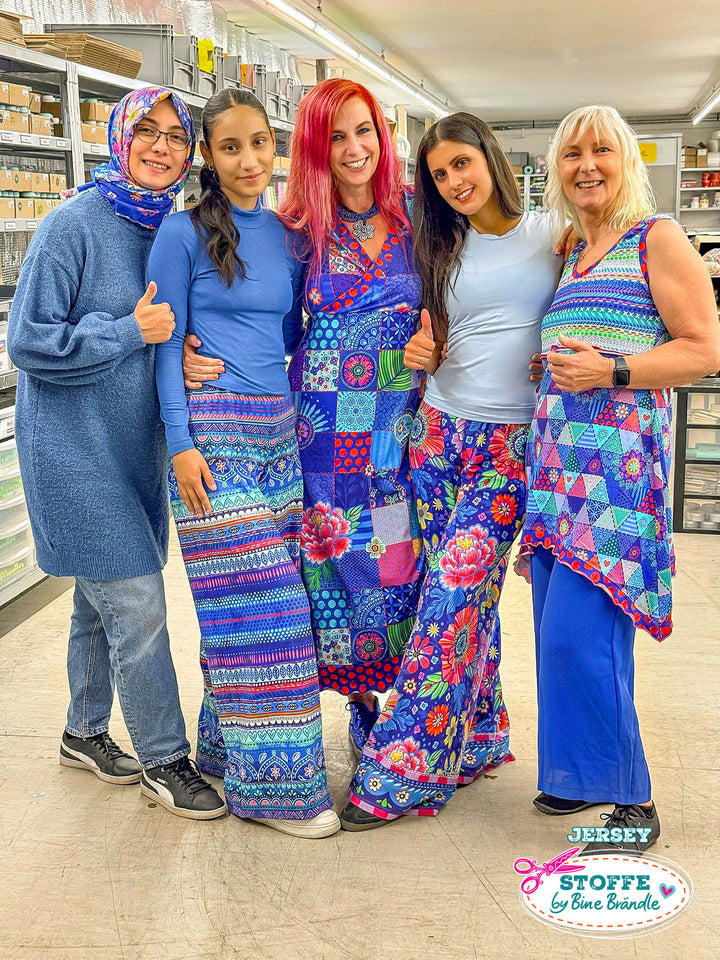 Boho-Bordüren blau – Stoff