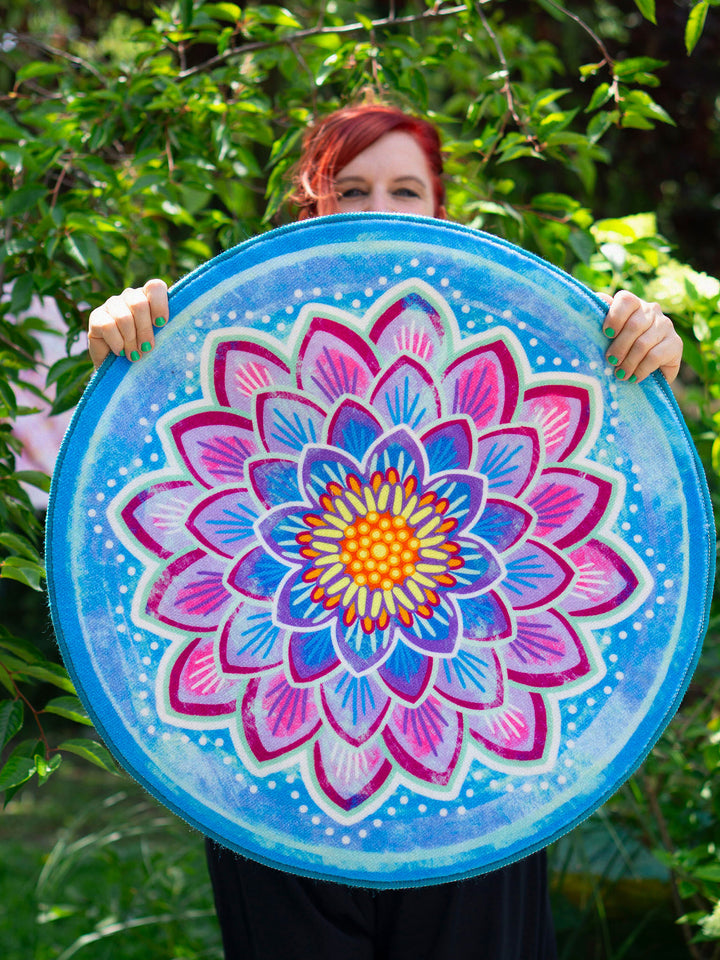 Teppich Rund - Seerosenblüte Hellblau