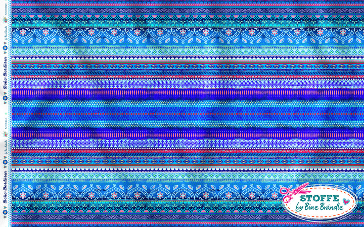 Boho-Bordüren blau – Stoff