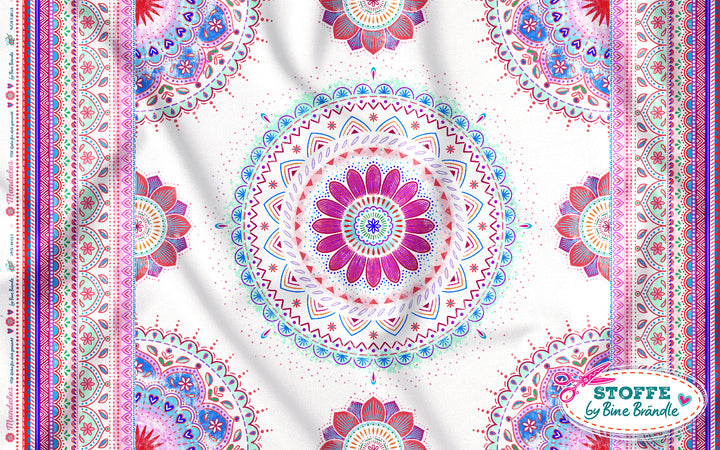 B-Ware Mandalas weiß-rot – Stoff