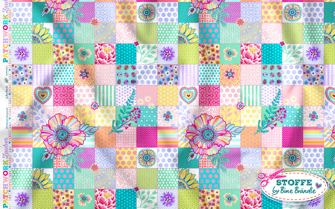 Patchwork Quadrate pastell - Stoff