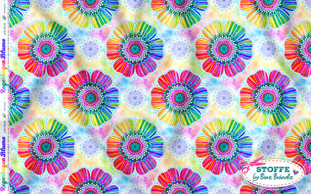 Regenbogenblume viele - Stoff