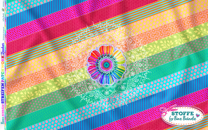 Schräge Streifen Bunt Regenbogenblume - Stoff