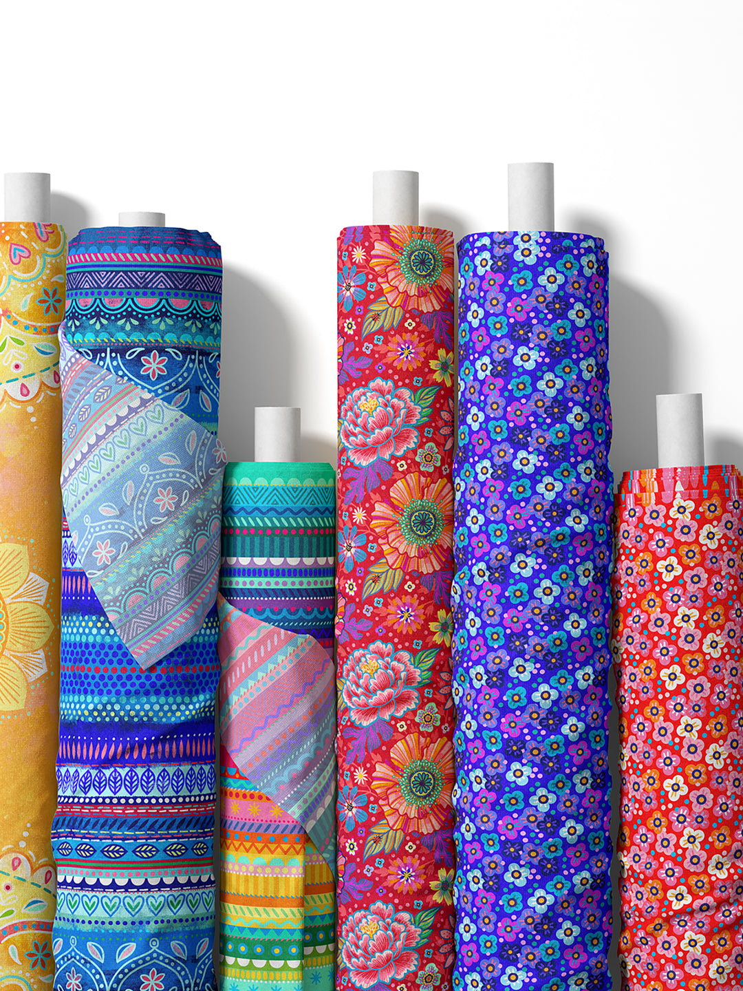 Boho-Bordüren blau – Stoff