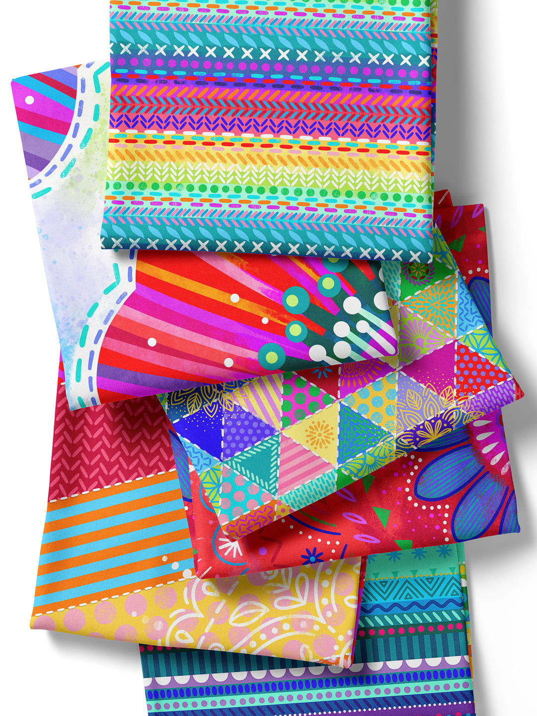 Patchwork Nähte bunt - Stoff