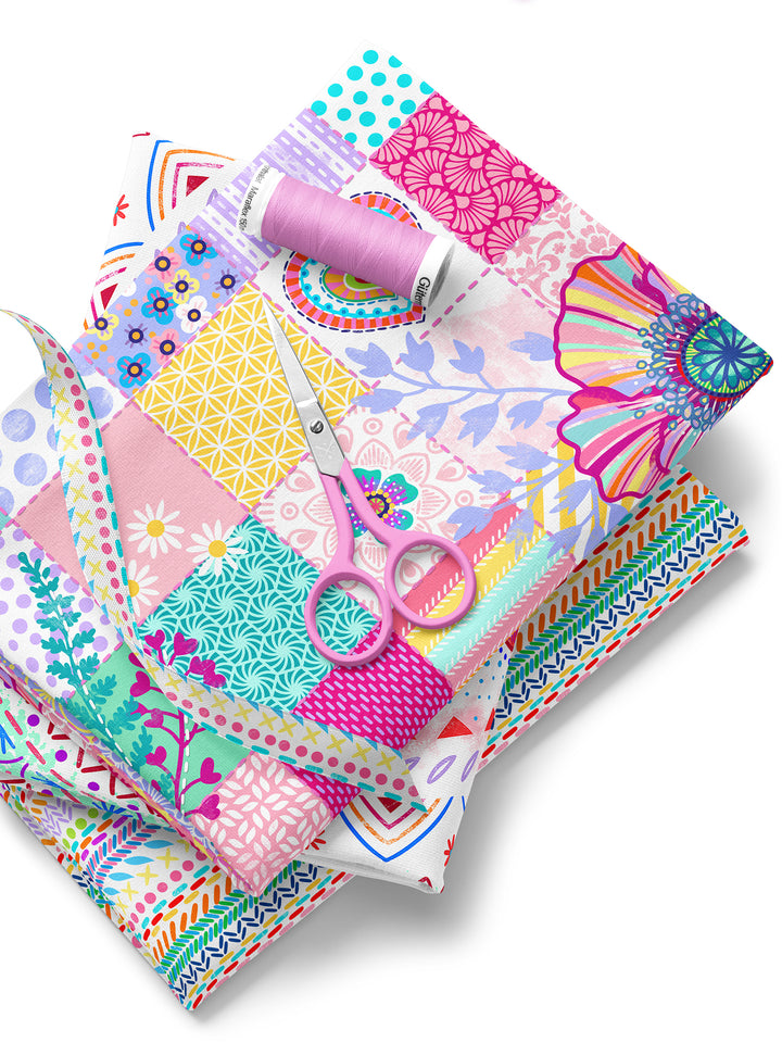 Patchwork Quadrate pastell - Stoff