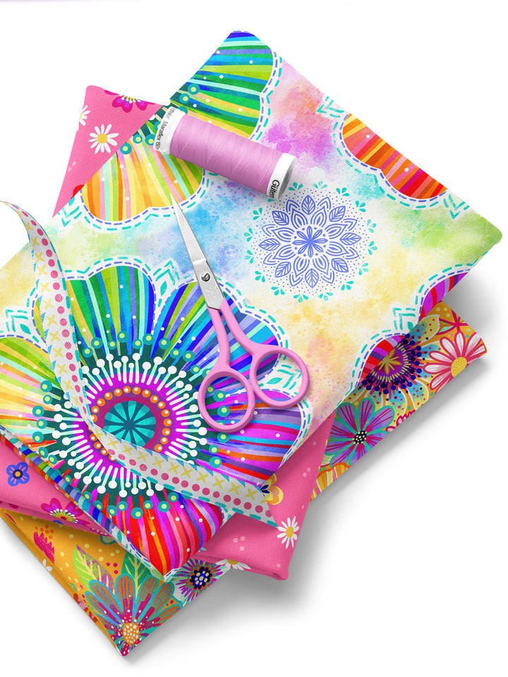 Regenbogenblume viele - Stoff