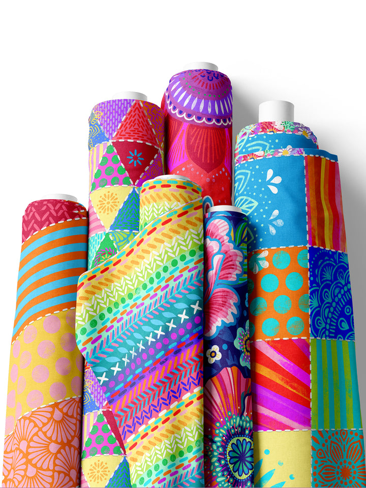 Patchwork Nähte bunt - Stoff
