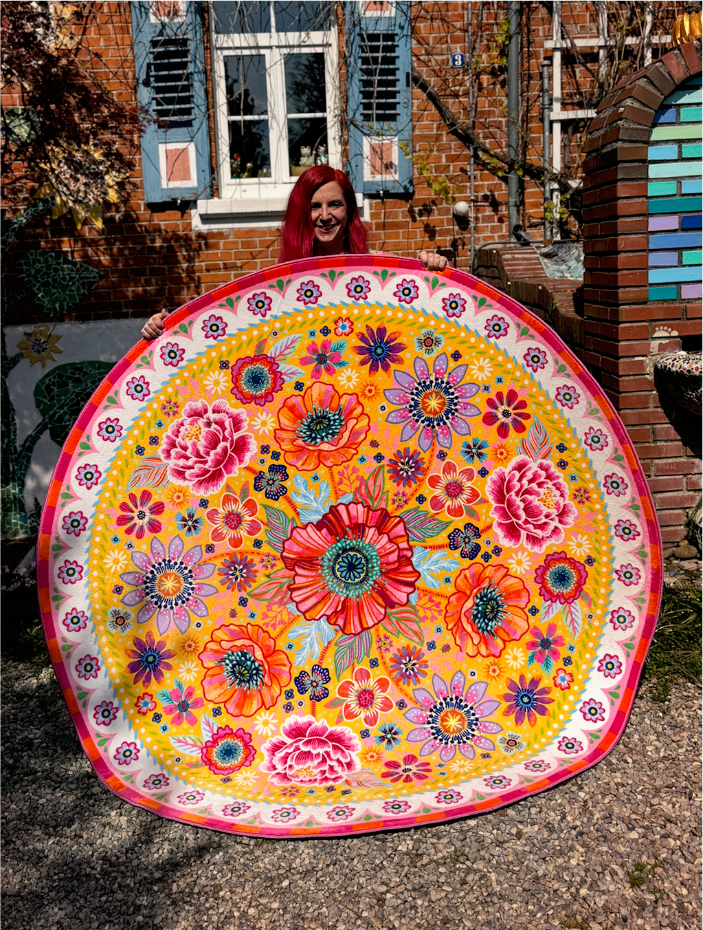 Teppich - Blumen Zauber - Gelb Rund