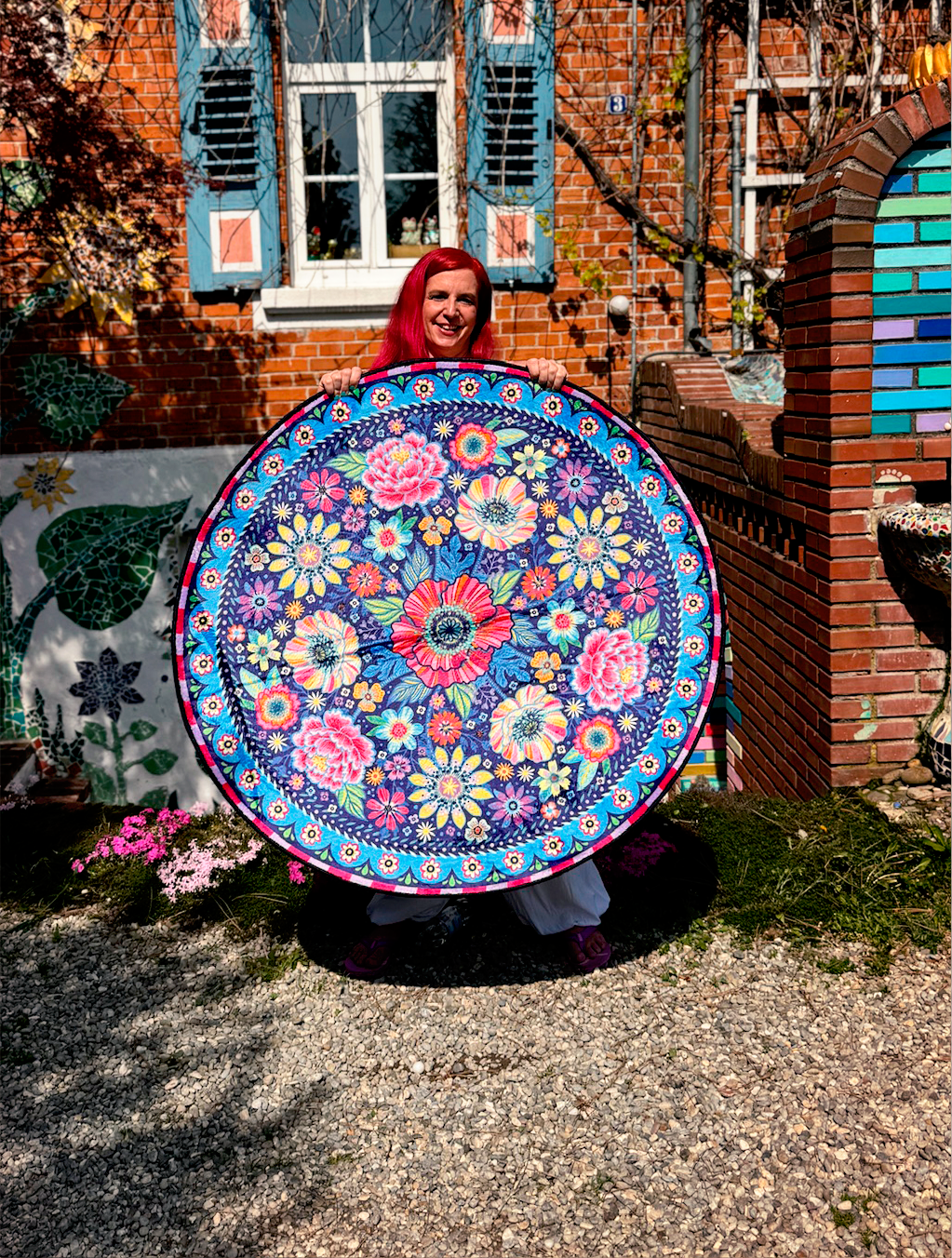 Teppich - Blumen Zauber - Blau Rund