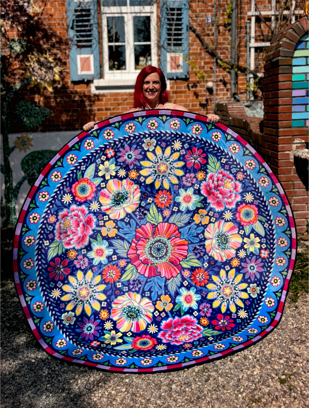 Teppich - Blumen Zauber - Blau Rund