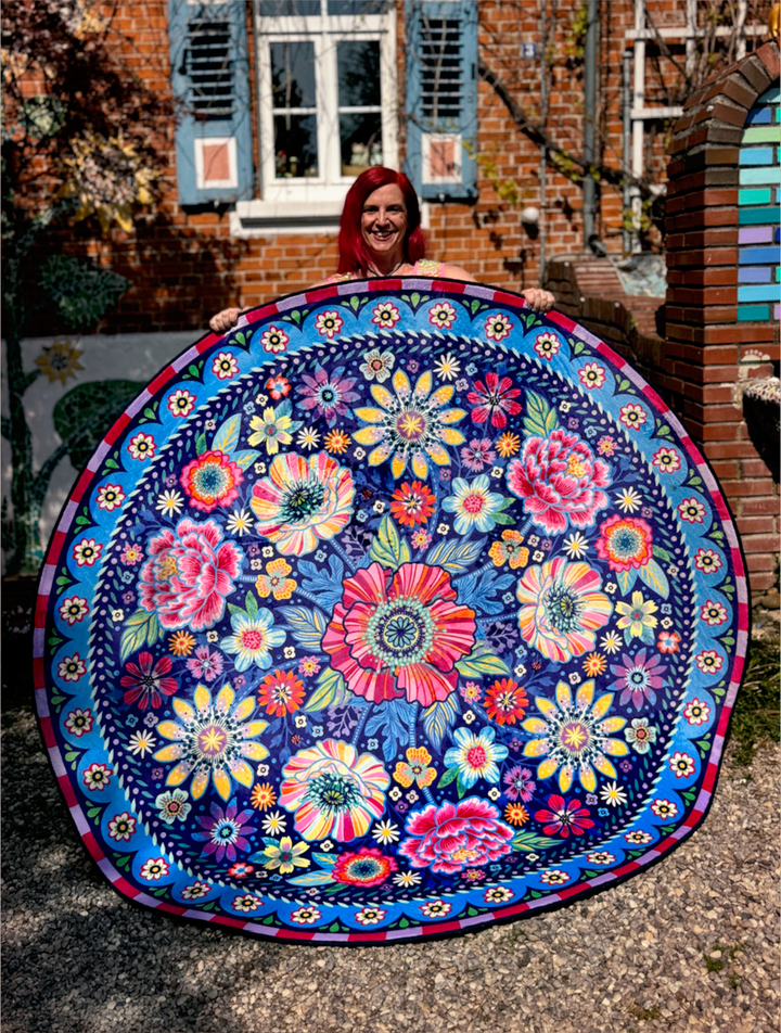 Teppich - Blumen Zauber - Blau Rund