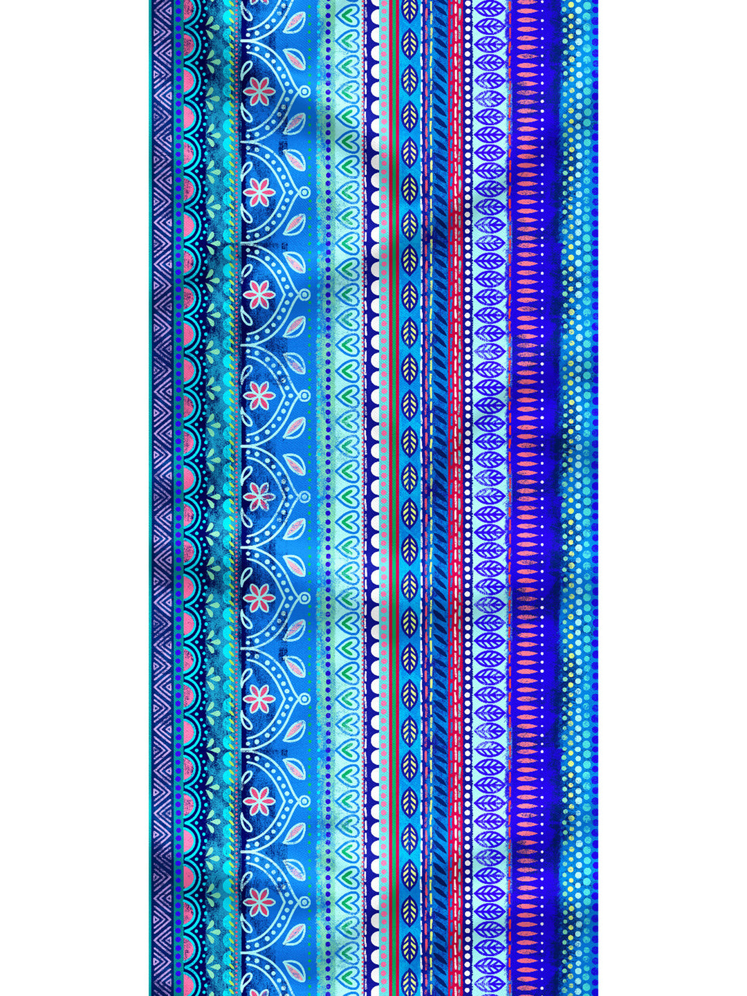 Tuch Boho-Bordüren blau