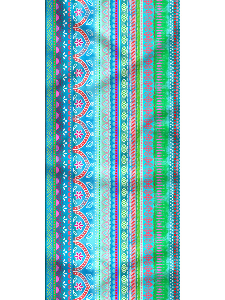 Tuch Boho-Bordüren rot-grün