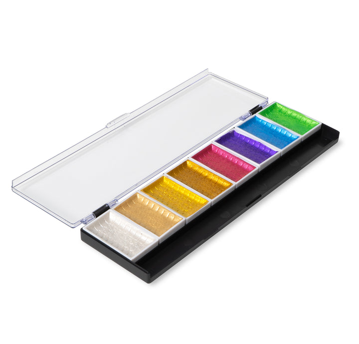 8 schimmernde Metallic-Wasserfarben für Hobby-Künstler offen
